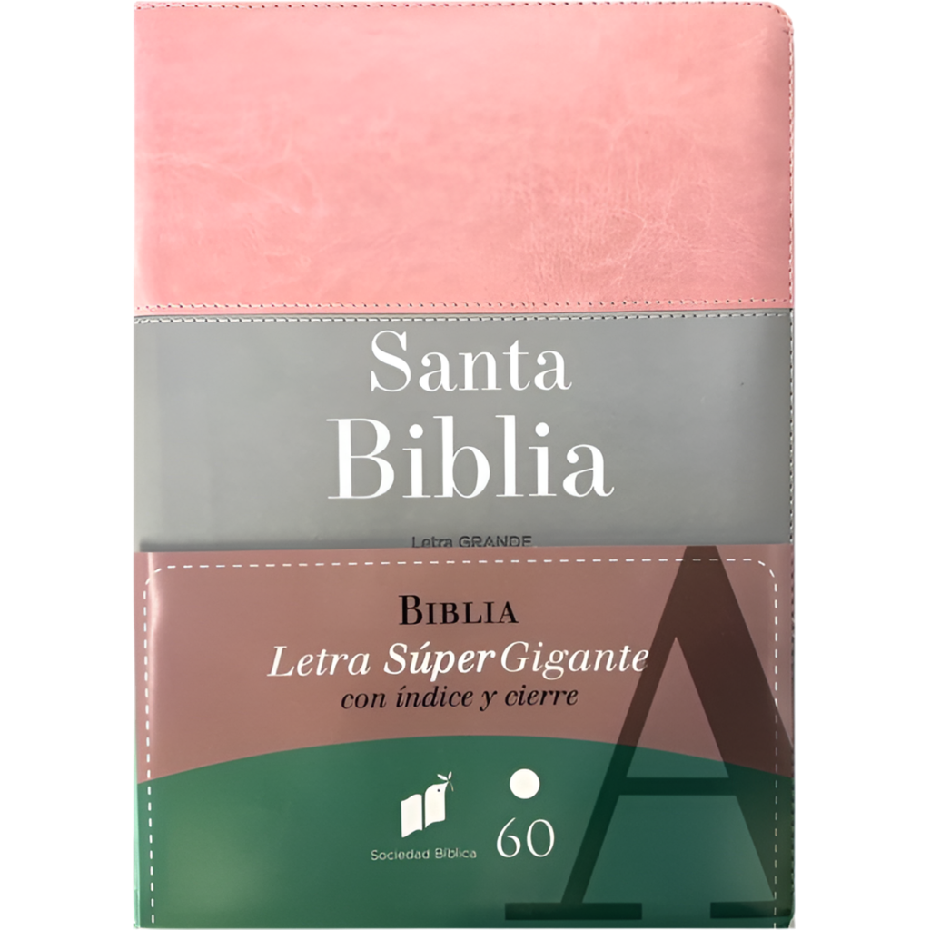Biblia RVR 1960 Letra Súper Gigante Rosa Blanco Turquesa con Cierre con Índice
