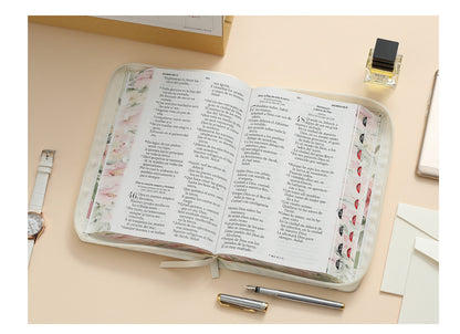 Biblia con Cierre Letra Gigante Manual 14 puntos RV1960 imit piel vintage flores rosas con índice y canto floral
