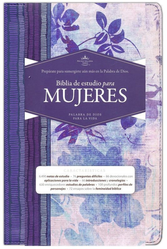 RVR 1960 Biblia de Estudio para Mujeres, Azul Floreado (Tela Impresa)